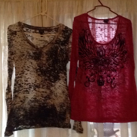 vanity Tops - Vanity long sleeve burn out tees